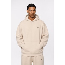 Erkek Respire Basic Oversize Hoodie Bej