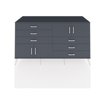 Kronos Konsol 2 Raflı 6 Çekmeceli 4 Kapaklı 176x59x99 Antrasit-antrasit Antrasıt/antrasıt - Antrasıt