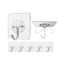 5'li Şeffaf Kendinden Yapışkanlı Duvar Askısı - Delme Gerektirmeyen Güçlü Mutfak Ve Banyo Kancası 7/8 Yaş