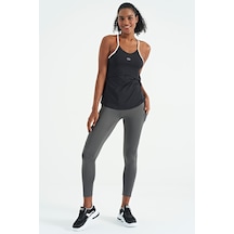 Tommy Life Siyah Sırt Çarpraz Askı Detaylı Standart Kalıp Kadın Spor Atlet - 97261 Siyah
