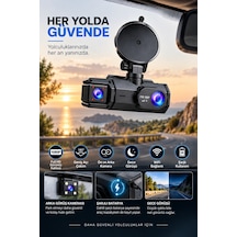 Ön Arka Kamera 1080p Full Hd Wifi 180 Geniş Açı Şarjlı - Lisinya