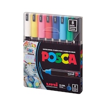 Uni-ball Posca 0.7 Su Bazlı Boyama Markörü Ana Renk 8 Li V Pc-1mr/8c V Set Çok Renkli