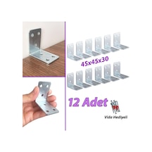 12 Adet Mobilya Eşya Dolap Duvar Sabitleyici Köşe Bağlantı L Demir Gönye Deprem Güvenliği 45x45x30mm
