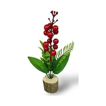 Yapay Çiçek Yılbaşı Çiçeği Kokinalı Kütük Saksılı Dekoratif Süs 20cm