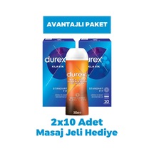 Durex Klasik Prezervatif 10'lu 2 Adet + Masaj Jeli Hediye Durex Klasik Prezervatif 10'lu 2 Adet + Masaj Jeli Hediye