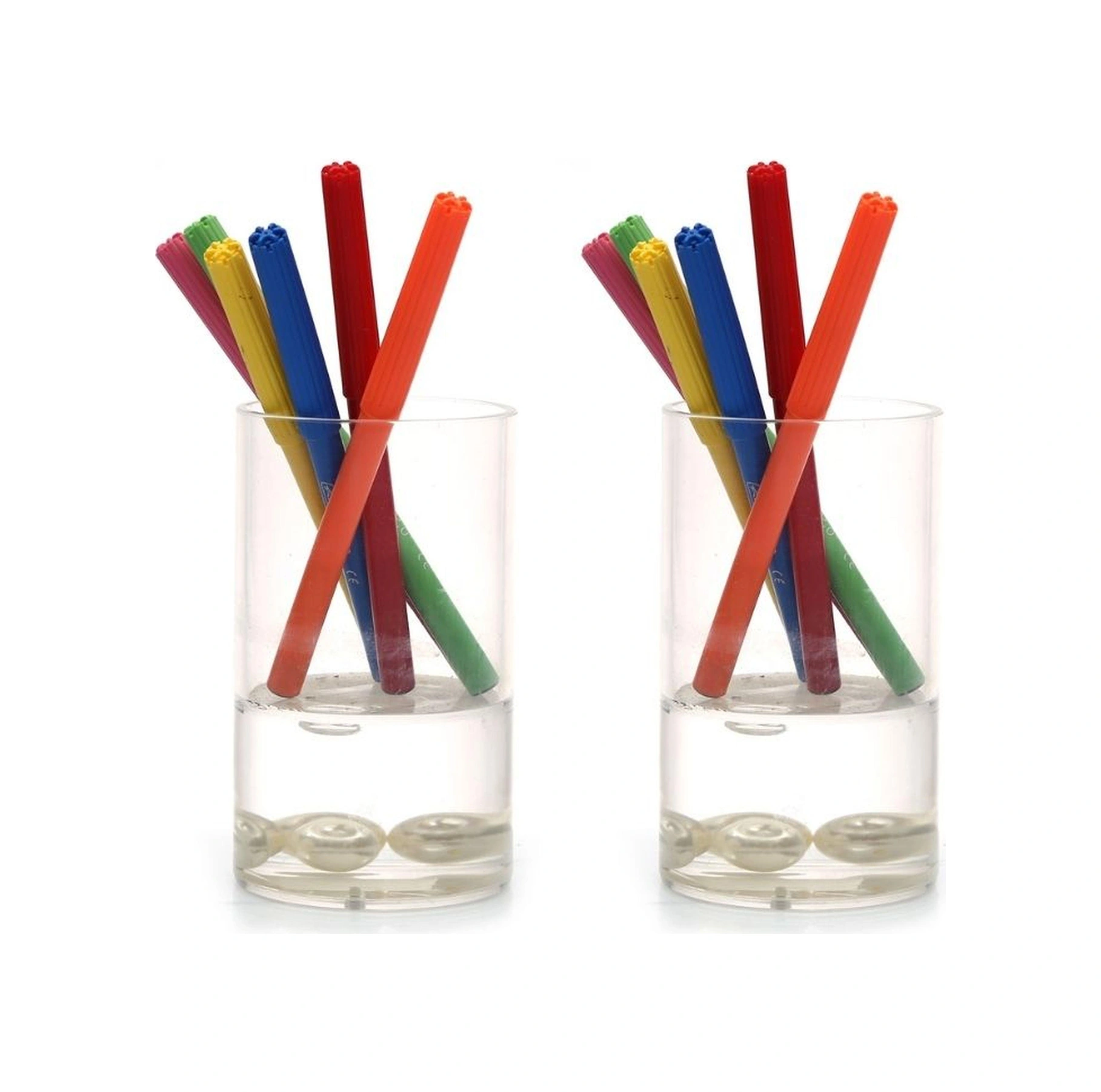 2 Adet Kalemlik Su İçinde İncili Model Ofis Gereci 7x7x13cm 300ml Çok Renkli