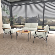 Doruk Home Balkon, Bahçe, Cafe, Metal Kanepe Koltuk Takımı , Bahçe Mobilyası, 70x40 Sehpalı - 211 Krem