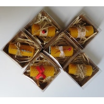 Petekoğlu 6 Adet Özel Günler İçin Doğal Petek Balmumu Mum 7cm X3cm Kutulu Mum Beeswax Candle Çok Renkli
