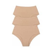 Bonbon Kadın Pamuk Kumaş 3'lü Yüksek Bel Dikişsiz İz Yapmaz Lazer Kesim Slip Bb2854 Ten