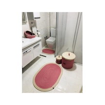 Hasır Jüt 6 Parça Banyo Seti Pembe Pembe