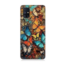 Samsung Galaxy M51 Uyumlu Pastel Renkli Kelebekler Desenli Silikon Kılıf