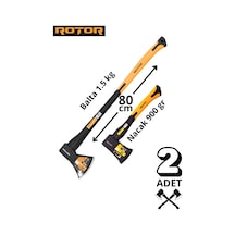 Rotor Fiber Saplı 1500gr+900gr 2 Li Balta Nacak Seti