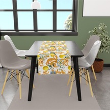 Limon Tasarımlı Runner 140x45cm Ince Keten, Uluslararası Yıkama Ve Solmama Sertifikası Çok Renkli