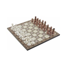 Metal Klasik Satranç Takımı Antik Ve Sedef Desenli Mdf Ahşap Sat