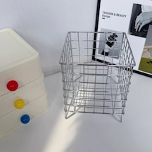 Çağdaş Masa Düzenleme Saklama Sepeti - Ofis Saklama Kutusu, Gümüş