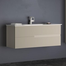 Orka Moonlight 120 Cm Mat Vizon Banyo Dolabı Alt Modül Ve Lavabo Krem
