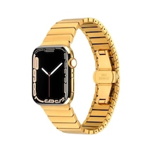 Apple Watch Uyumlu 44mm Kordon Krd-79 Metal Strap Kayış - Gold