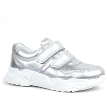 Rakerplus Hakiki Deri Gümüş Beyaz Tabanlı Kız Çocuk Sneakers Ayakkabı