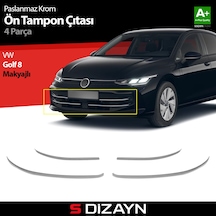 S-dizayn Vw Golf 8.5 Makyajlı Hb Krom Ön Tampon Çıtası 4 Prç. 2024 Üzeri A+ Kalite