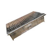 Paslanmaz Kömürlü Mangal 40 X 80 Cm Çekmeceli Masaüstü Gri