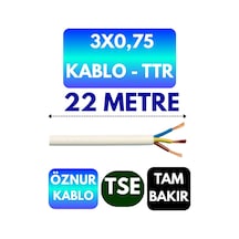 Öznur 3x0,75 Ttr Kablo Beyaz Metre Seçenekli - 22 Metre