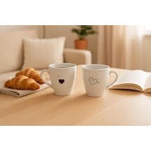 Porselen Pretty 2 Parça Mug Bardak 000 Açık Krem