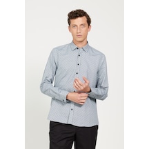 AC&Co / Altınyıldız Classics Erkek Grı Beyaz Slim Fit Dar Kesim Gizli Düğmeli Yaka Pamuklu Gömlek Grı Beyaz AC&Co / Altınyıldız Classics Erkek Grı Beyaz Slim Fit Dar Kesim Gizli Düğmeli Yaka Pamuklu Gömlek Grı Beyaz