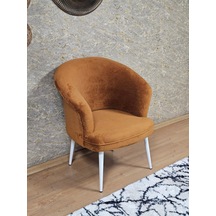 Zafir Tekli Teddy Beyaz Boyalı Sivriltme Ayak Çay Seti Koltuk Tekli Berjer , Balkon, Salon, Ofis Kiremit