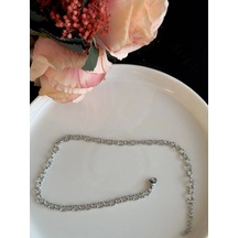 Paperclip Kabartma Çocuk Çelik Zincir Kolye Ataş Serisi Silver