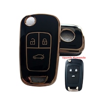 Opel Astra J Insignia Chevrolet Cruze Uyumlu Nano Kumanda Anahtar Kılıfı Oto Anahtarlık Siyah - Gold