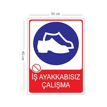 Metal İş Ayakkabısız Çalışma 30x40 Cm A3 Uyarı İş Güvenliği Levhası