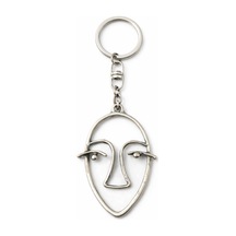 Minimal Soyut Yüz Figürlü Gümüş Renk Unisex Anahtarlık