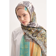 Carell Ivory Soft Yeşil Vela Floş Şal Çok Renkli