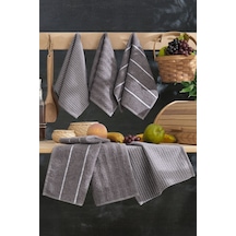 Seher 6'lı Mutfak Ve El&yüz Havlu Seti 30x50 Cm Antrasit