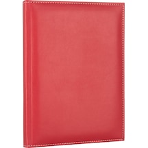 2K 2027 Yeni Yıl Deri Kapak Ajanda Defter Tarihli Çizgili 17x24 CM - Kırmızı