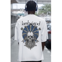 Lamb Of God Rock Metal Müzik Grubu Sırt Baskılı Unisex Oversize T Beyaz