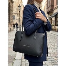 Just Polo Kadın Yeni Sezon Yumuşak Deri Büyük Boy Fermuarlı Lüks Tasarım El Çantası Shopper Siyah
