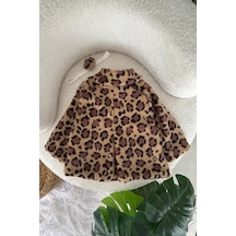 Miniğimin Cicileri Leopar Astarlı Kız Bebek Ceket - Kahve Acı Kahverengi