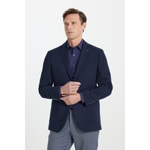 Ac&co Erkek Lacı Slim Fit Dar Kesim Mono Yaka Gofre Desenli Torba Cepli Ceket