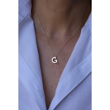 14 Ayar Altın G Harfli Kolye 1 Cm Genişlik - Kly33694
