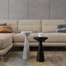 Ahşap 2 Li Set Fitilli Mantar Yan Sehpa Modern Fiskos / Çiçeklik / Zigon Sehpa Siyah - Beyaz