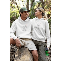 Mutlu Sevgili/çift/arkadaşlık 2'li Kapşonlu Sweatshirt Seti Beyaz
