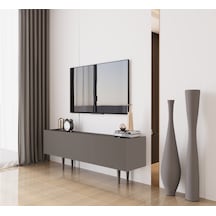 Capella Gri Mdf Country 3 Kapak Ahşap Ayaklı 140 Cm Tv Ünitesi