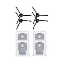 Roborock Qrevo Plus Uyumlu 4 Adet Siyah Yan Fırça 4 Adet Toz Torbası