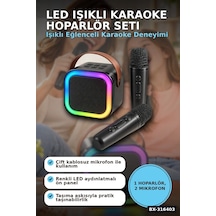 Karaoke Ses Sistemi 2 Kablosuz Mikrofonlu Bluetooth Hoparlör Led Işıklı Bx-316403