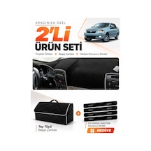 Fıat Siena 2005-2012 Uyumlu Torpido Örtüsü + Tay Tüyü Bagaj Çantası + Sticker Seti - Siyah Gri