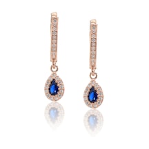 Safir Taşlı Damla Model Rose Kaplama Bayan Gümüş Küpe 201022755