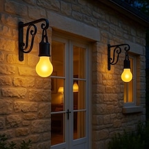 2 Li Set Güneş Enerjili Led Dış Mekan Lamba, Su Geçirmez, Ferforje Askılı, Usb Type-c Şarjlı, 3 Modlu, Kapı Önü, Bahçe, Balkon, Garaj Ve İşyeri Giriş Aydınlatması, Dekoratif Solar Lamba 4 Işık