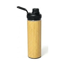 450 Ml Bambu Kaplama Tabanlı Mat Siyah Çelik Termos - Sıcak Ve Soğuk Tutucu Sızdırmaz Seyahat Bardağı Mug Açık Beyaz