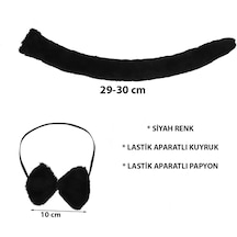 Peluş Siyah Renk Kuyruk Ve Papyon Yetişkin Çocuk Uyumlu 5690 "